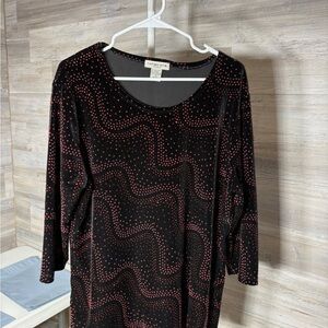 Notations Black and Red Sparkle Top NWOT size 1X. 520.